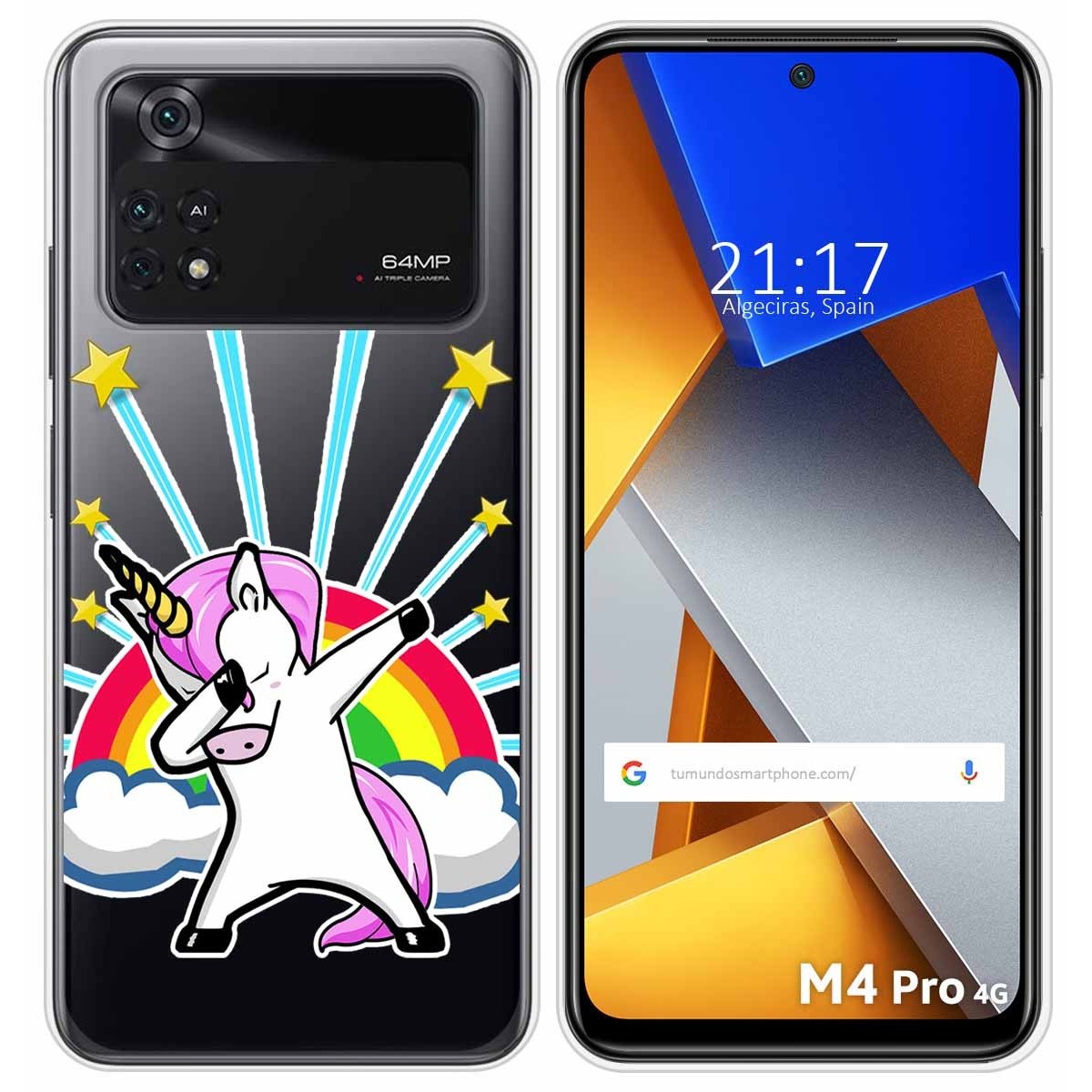 Funda Silicona Transparente para Xiaomi POCO M4 Pro 4G diseño Unicornio Dibujos