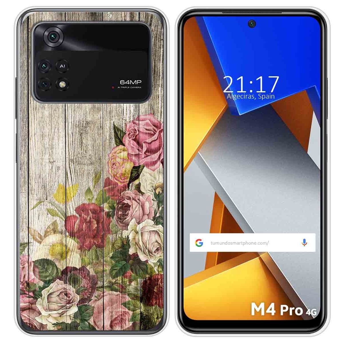 Funda Silicona para Xiaomi POCO M4 Pro 4G diseño Madera 08 Dibujos