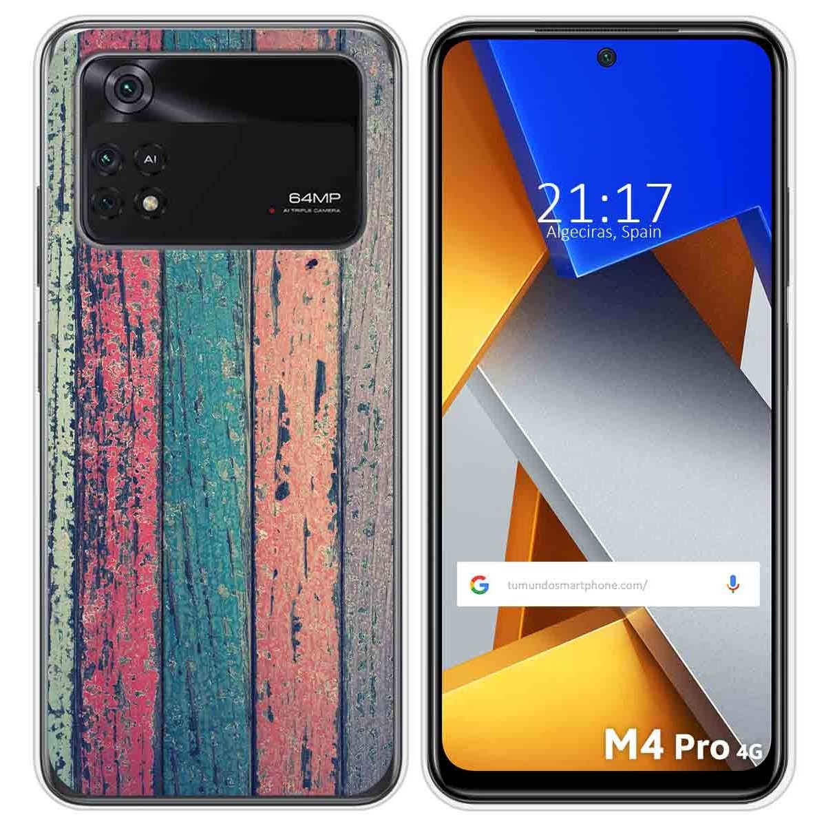 Funda Silicona para Xiaomi POCO M4 Pro 4G diseño Madera 10 Dibujos