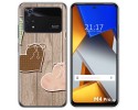 Funda Silicona para Xiaomi POCO M4 Pro 4G diseño Corazones Madera Dibujos