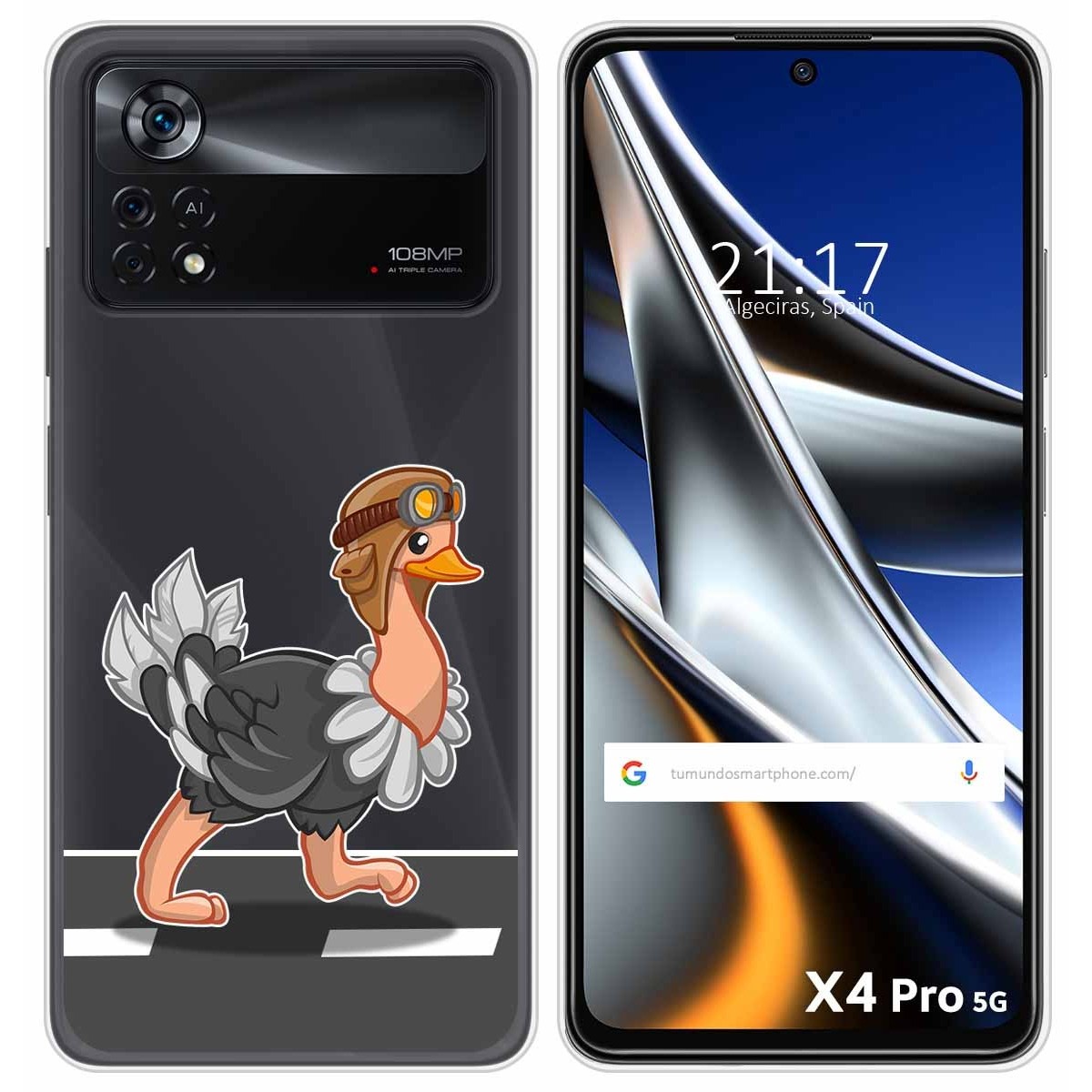 Funda Silicona Transparente para Xiaomi POCO X4 Pro 5G diseño Avestruz Dibujos