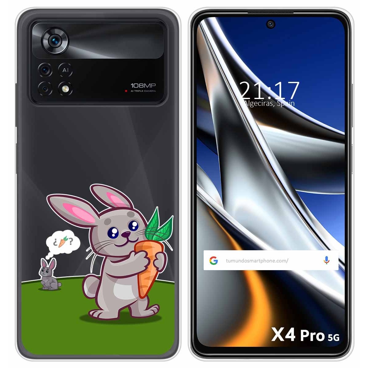 Funda Silicona Transparente para Xiaomi POCO X4 Pro 5G diseño Conejo Dibujos