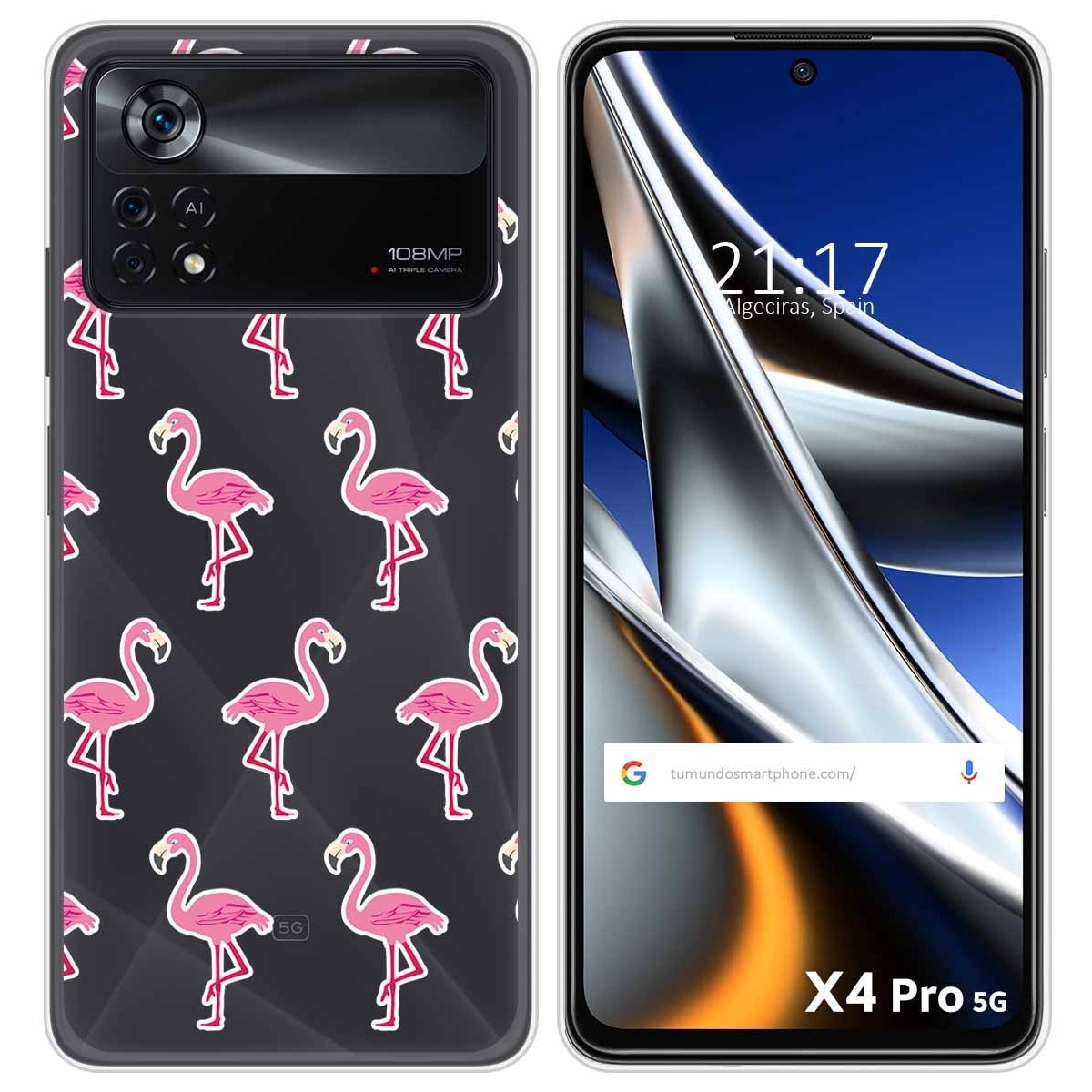 Funda Silicona Transparente para Xiaomi POCO X4 Pro 5G diseño Flamenco Dibujos