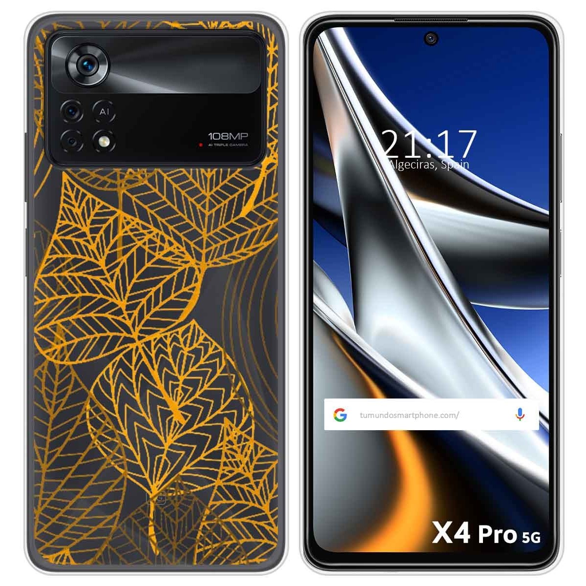 Funda Silicona Transparente para Xiaomi POCO X4 Pro 5G diseño Hojas Dibujos