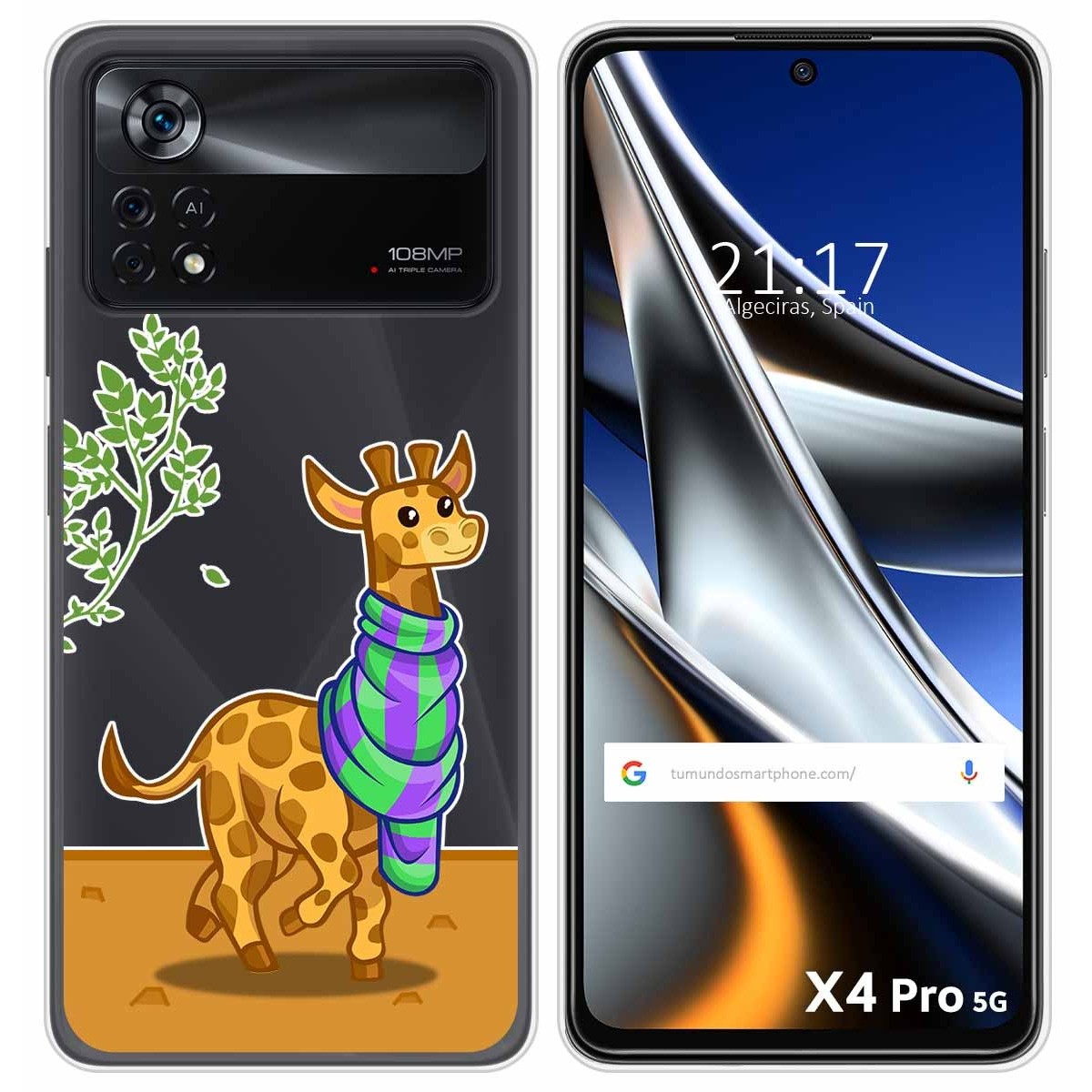 Funda Silicona Transparente para Xiaomi POCO X4 Pro 5G diseño Jirafa Dibujos