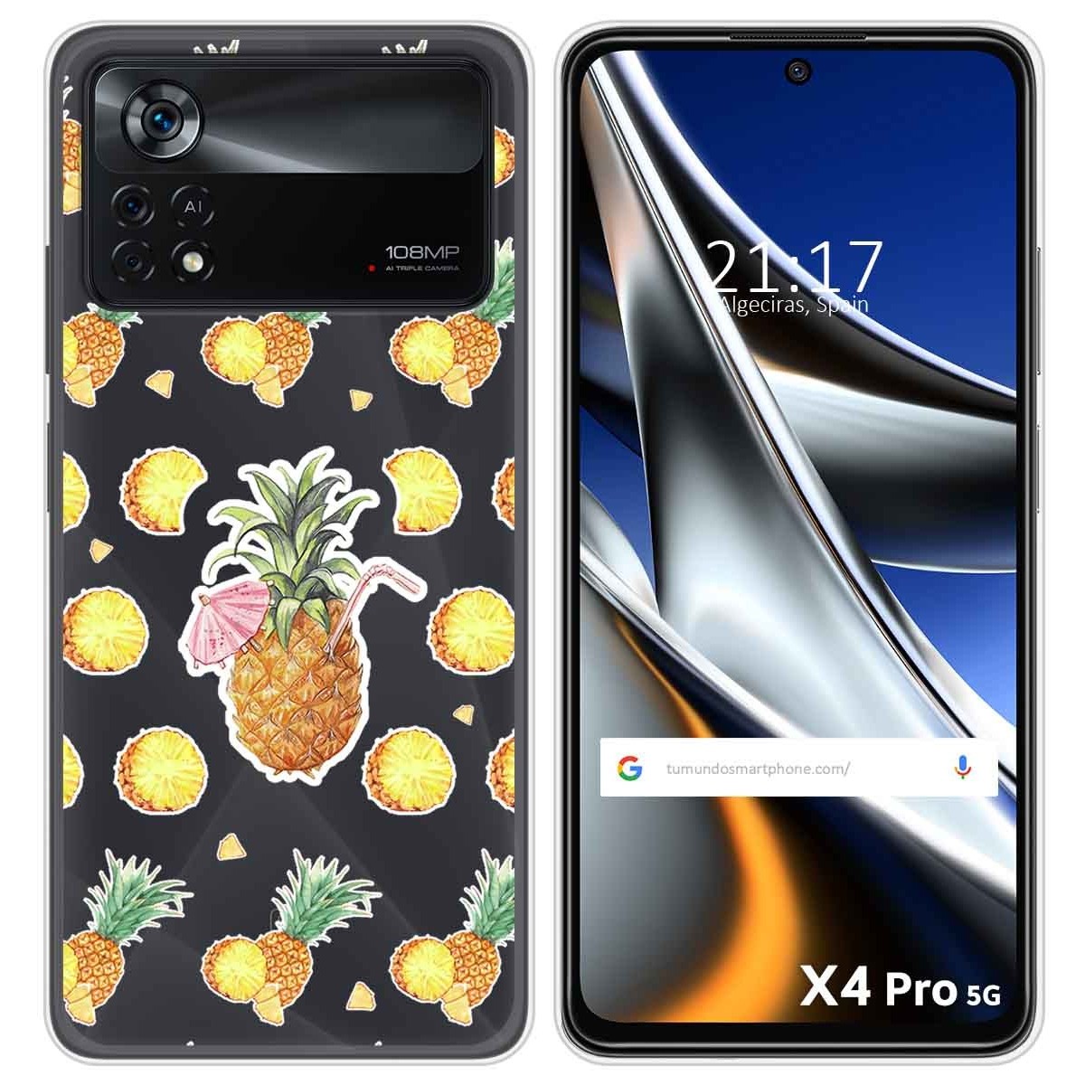 Funda Silicona Transparente para Xiaomi POCO X4 Pro 5G diseño Piña Dibujos