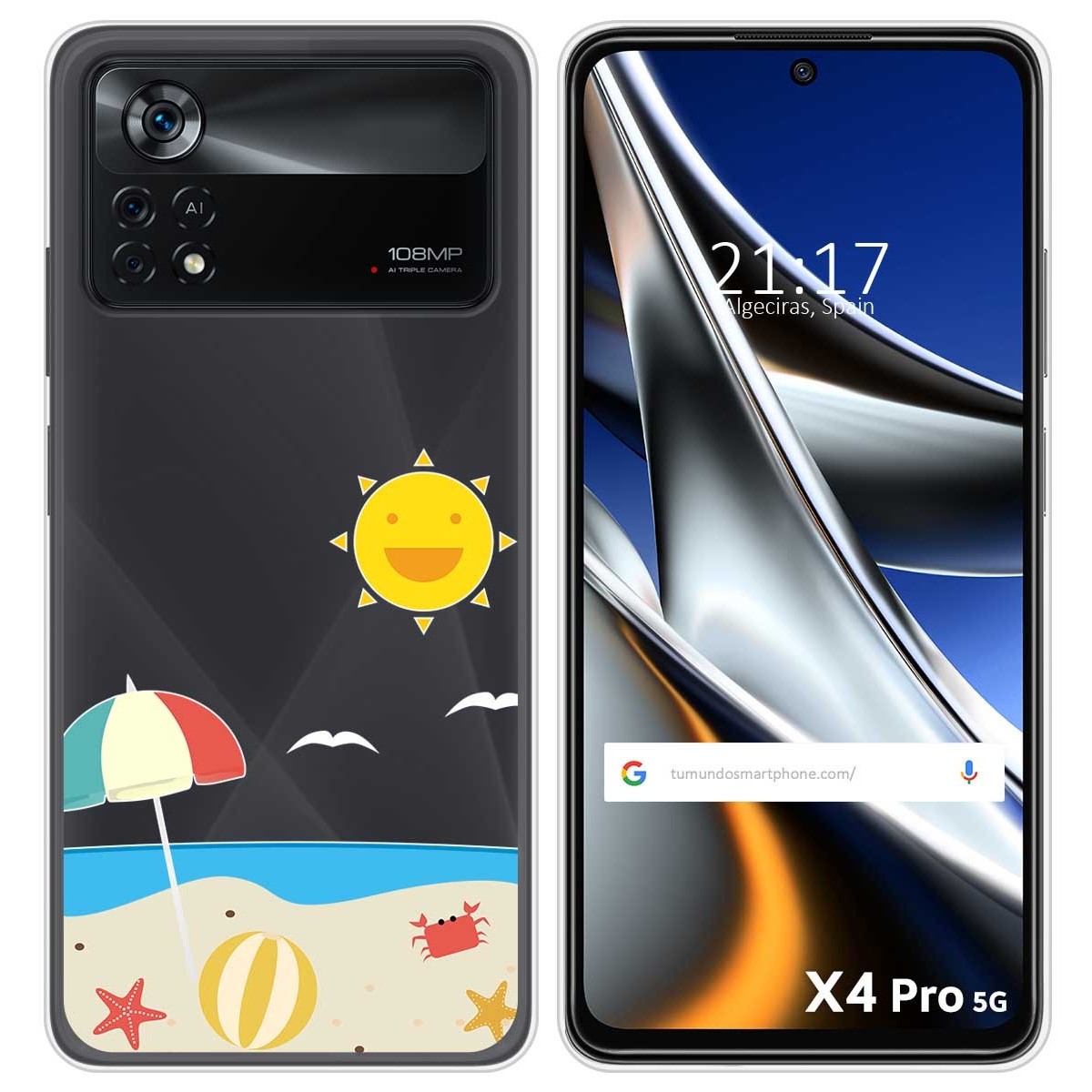 Funda Silicona Transparente para Xiaomi POCO X4 Pro 5G diseño Playa Dibujos
