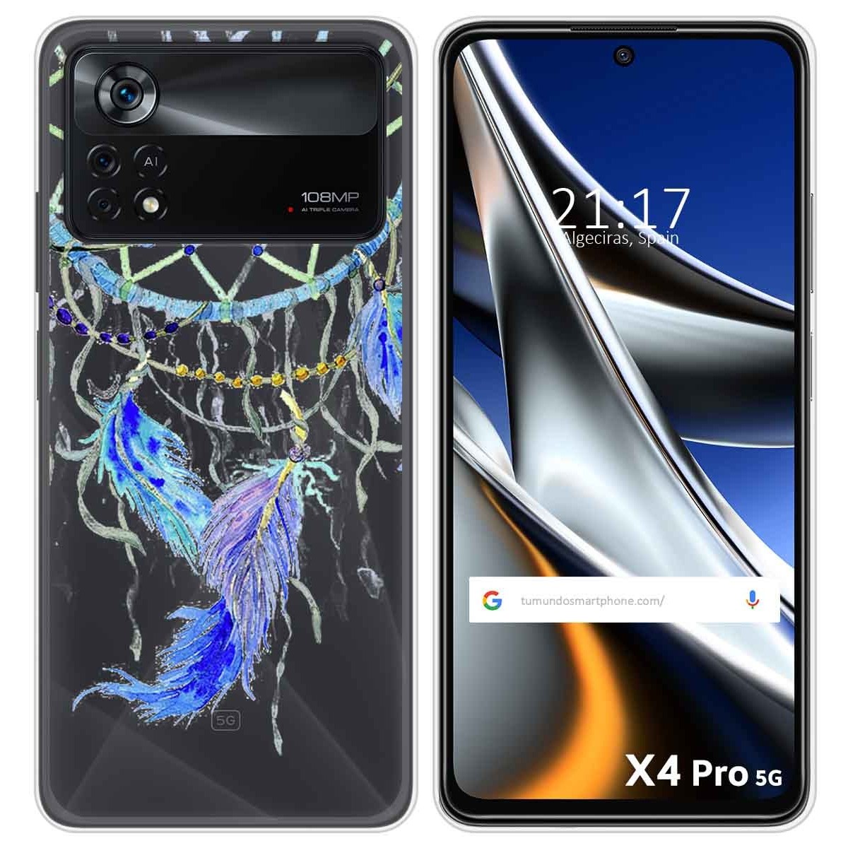 Funda Silicona Transparente para Xiaomi POCO X4 Pro 5G diseño Plumas Dibujos