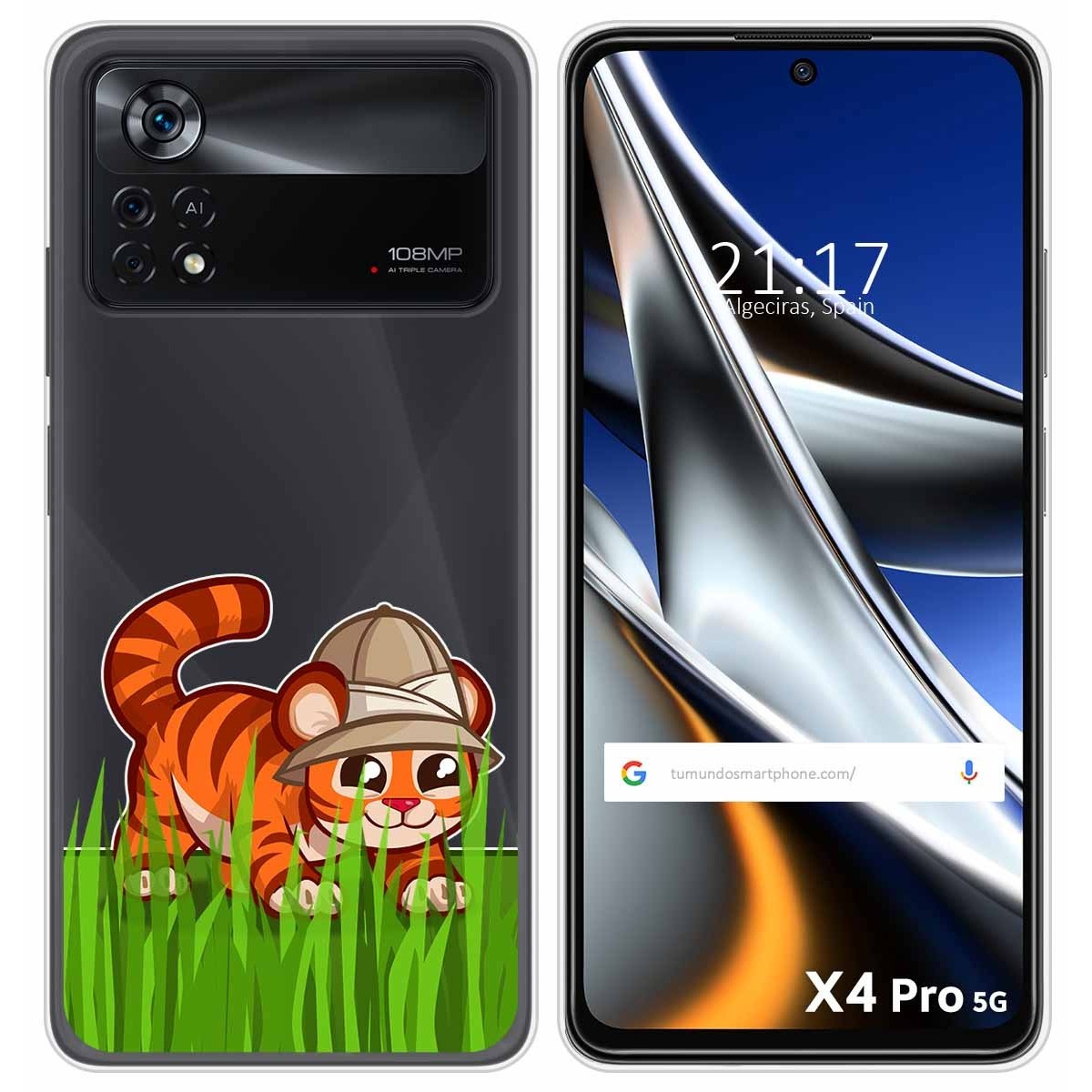 Funda Silicona Transparente para Xiaomi POCO X4 Pro 5G diseño Tigre Dibujos