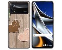 Funda Silicona para Xiaomi POCO X4 Pro 5G diseño Corazones Madera Dibujos