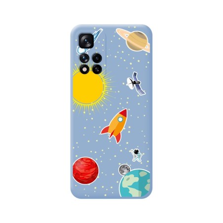 Funda Silicona Líquida Azul para Xiaomi Redmi Note 11 Pro+ Plus 5G diseño Espacio Dibujos