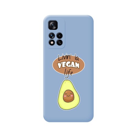 Funda Silicona Líquida Azul para Xiaomi Redmi Note 11 Pro+ Plus 5G diseño Vegan Life Dibujos