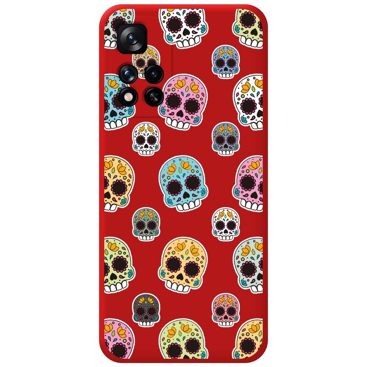 Funda Silicona Líquida Roja para Xiaomi Redmi Note 11 Pro+ Plus 5G diseño Catrina Dibujos