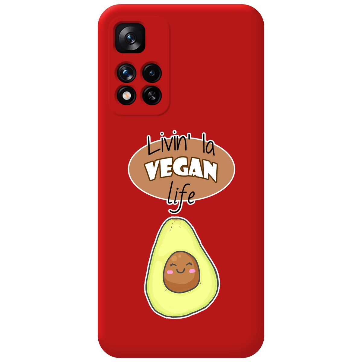 Funda Silicona Líquida Roja para Xiaomi Redmi Note 11 Pro+ Plus 5G diseño Vegan Life Dibujos