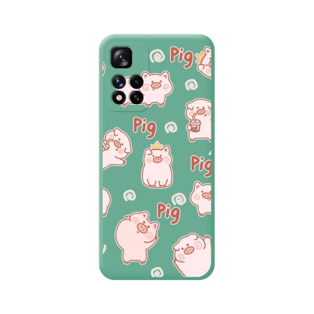 Funda Silicona Líquida Verde para Xiaomi Redmi Note 11 Pro+ Plus 5G diseño Cerdos Dibujos