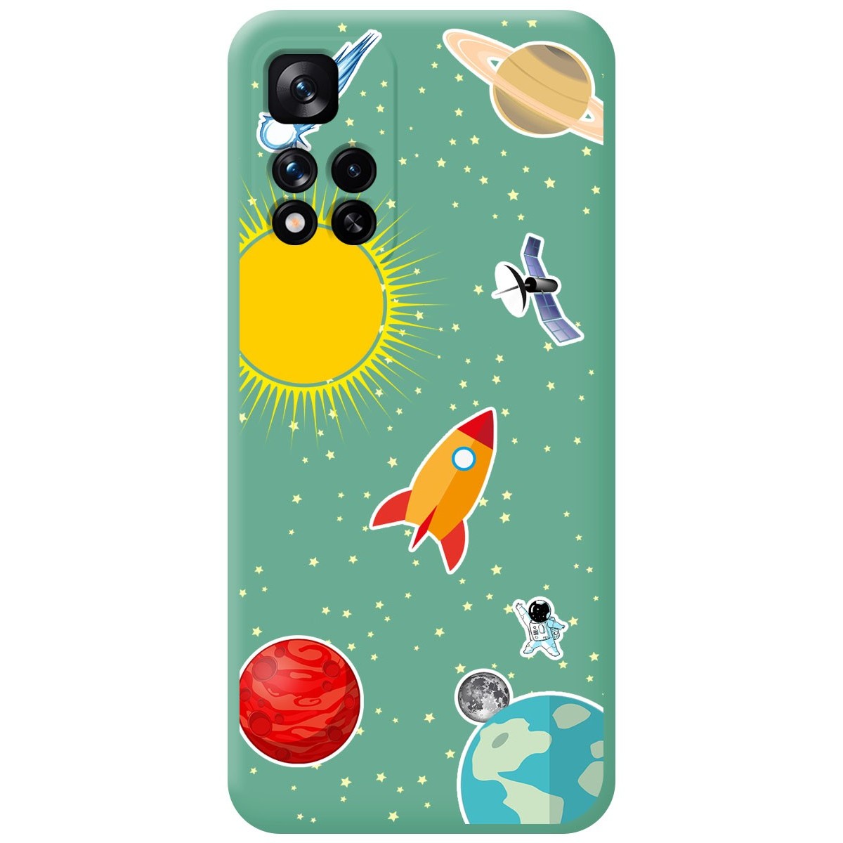 Funda Silicona Líquida Verde para Xiaomi Redmi Note 11 Pro+ Plus 5G diseño Espacio Dibujos