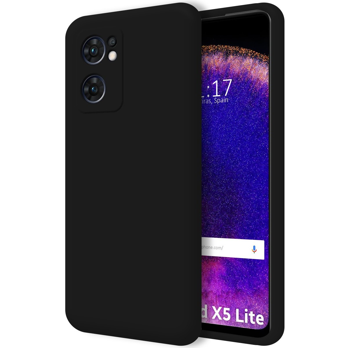 Funda Silicona Líquida Ultra Suave para Oppo Find X5 Lite color Negra