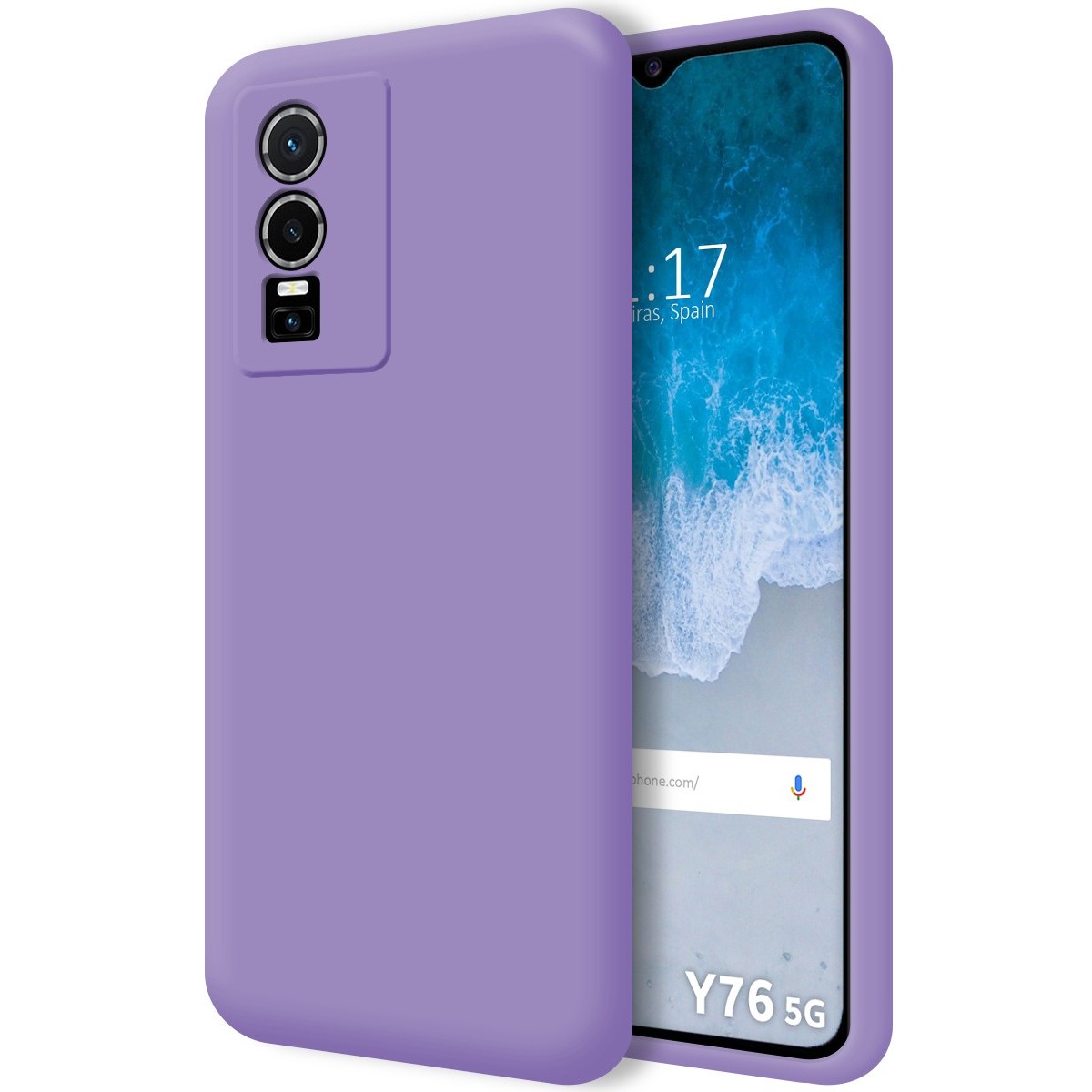 Funda Silicona Líquida Ultra Suave para Vivo Y76 5G color Morada