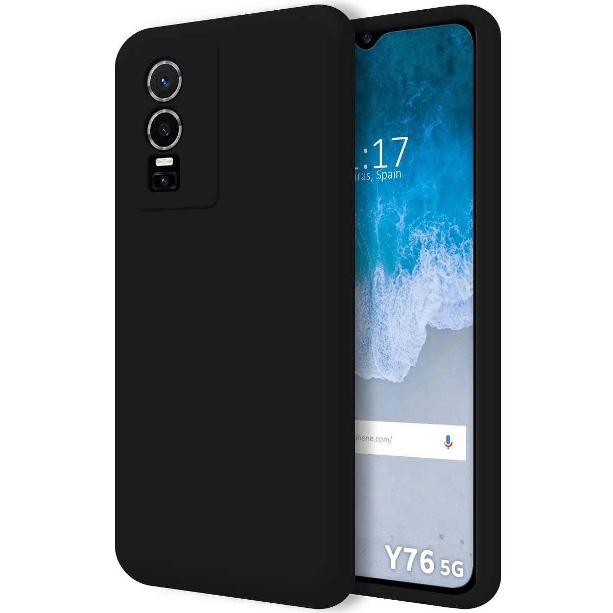Funda Silicona Líquida Ultra Suave para Vivo Y76 5G color Negra