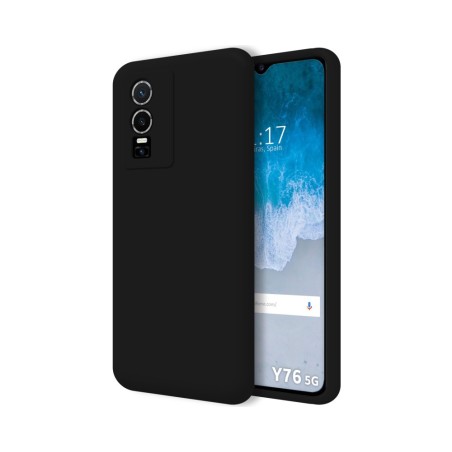 Funda Silicona Líquida Ultra Suave para Vivo Y76 5G color Negra