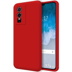 Funda Silicona Líquida Ultra Suave para Vivo Y76 5G color Roja