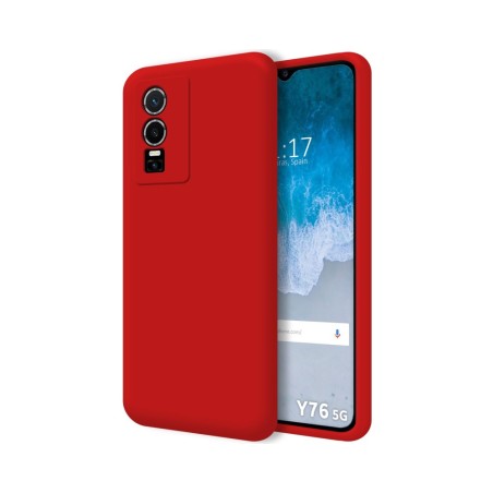 Funda Silicona Líquida Ultra Suave para Vivo Y76 5G color Roja
