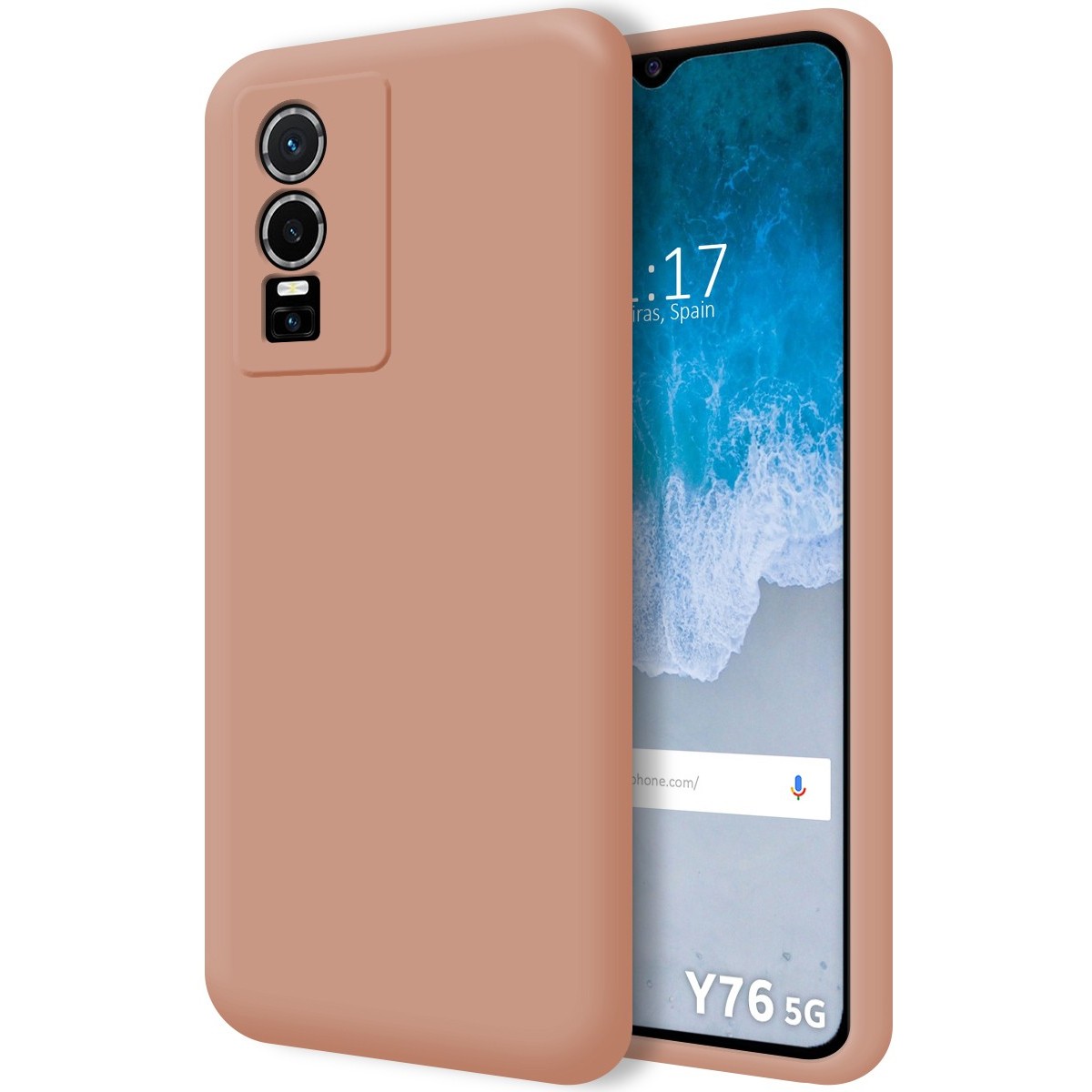 Funda Silicona Líquida Ultra Suave para Vivo Y76 5G color Rosa