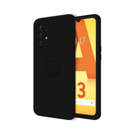 Funda Silicona Líquida Ultra Suave con Anillo para Samsung Galaxy A13 4G color Negra