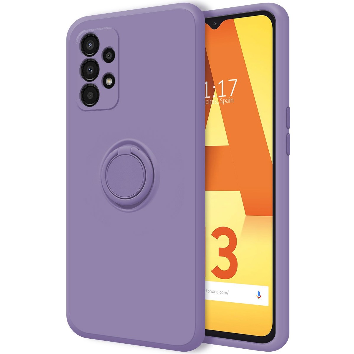 Funda Silicona Líquida Ultra Suave con Anillo para Samsung Galaxy A13 4G color Morada