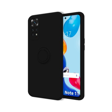 Funda Silicona Líquida Ultra Suave con Anillo para Xiaomi Redmi Note 11 / 11S color Negra