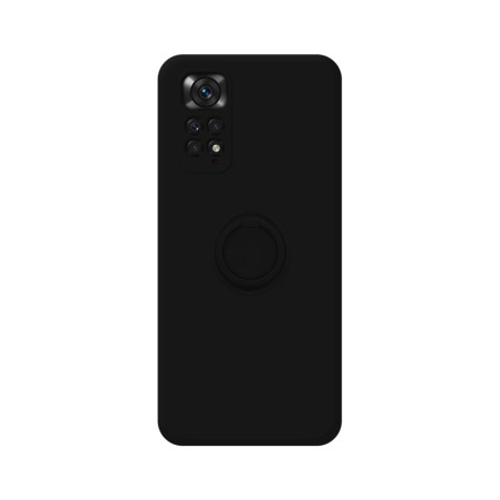 Funda Silicona Líquida Ultra Suave con Anillo para Xiaomi Redmi Note 11 / 11S color Negra
