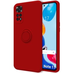 Funda Silicona Líquida Ultra Suave con Anillo para Xiaomi Redmi Note 11 / 11S color Roja