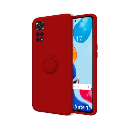 Funda Silicona Líquida Ultra Suave con Anillo para Xiaomi Redmi Note 11 / 11S color Roja