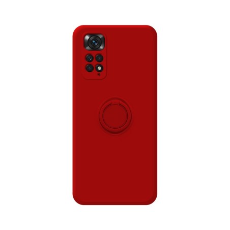 Funda Silicona Líquida Ultra Suave con Anillo para Xiaomi Redmi Note 11 / 11S color Roja