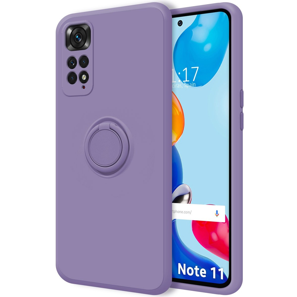 Funda Silicona Líquida Ultra Suave con Anillo para Xiaomi Redmi Note 11 / 11S color Morada