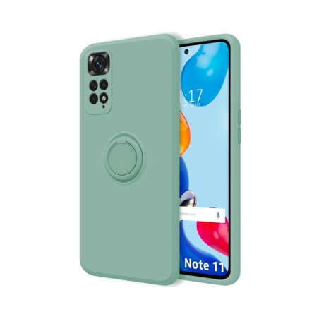 Funda Silicona Líquida Ultra Suave con Anillo para Xiaomi Redmi Note 11 / 11S color Verde
