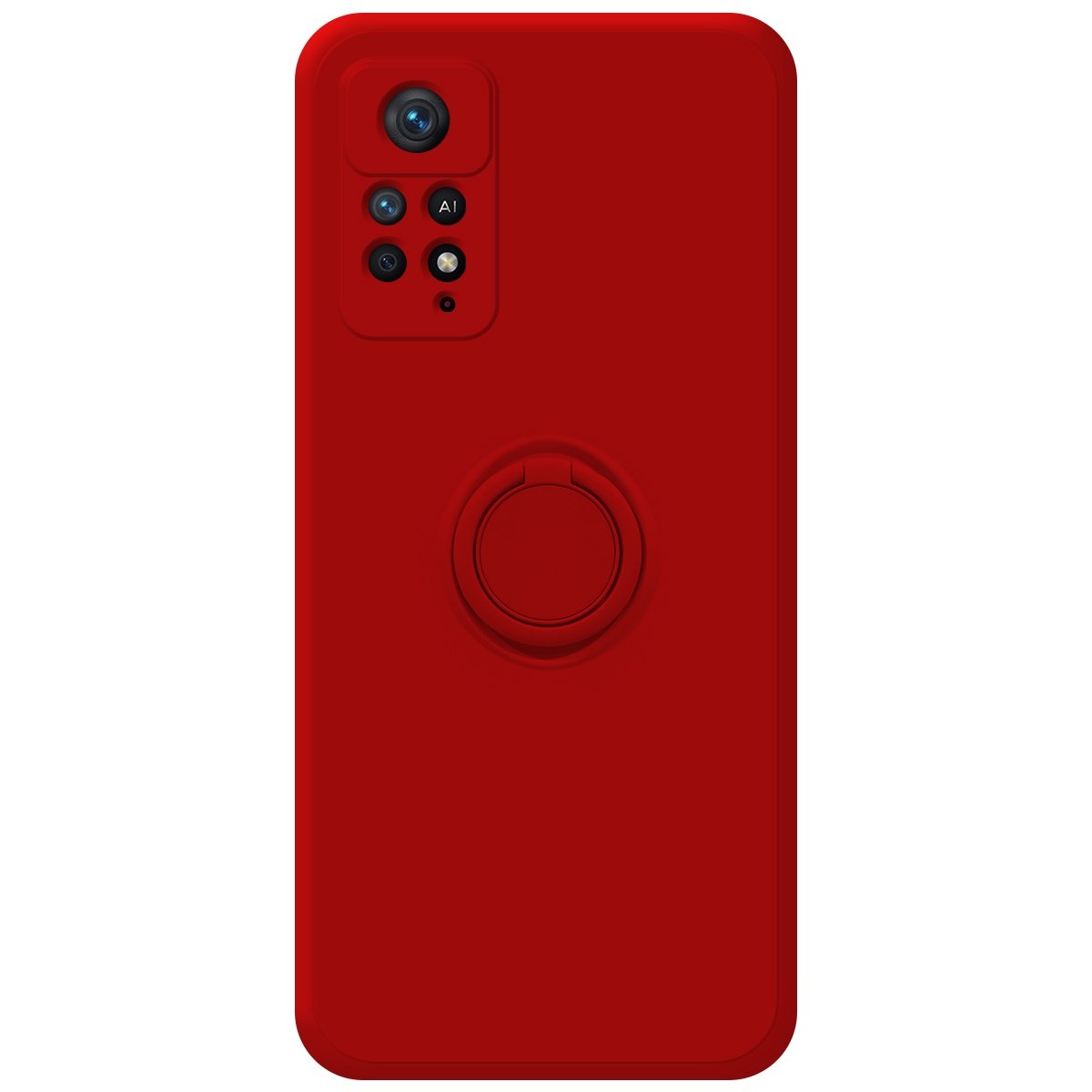 Funda Silicona Líquida Ultra Suave con Anillo para Xiaomi Redmi Note 11 Pro / 11 Pro 5G color Roja