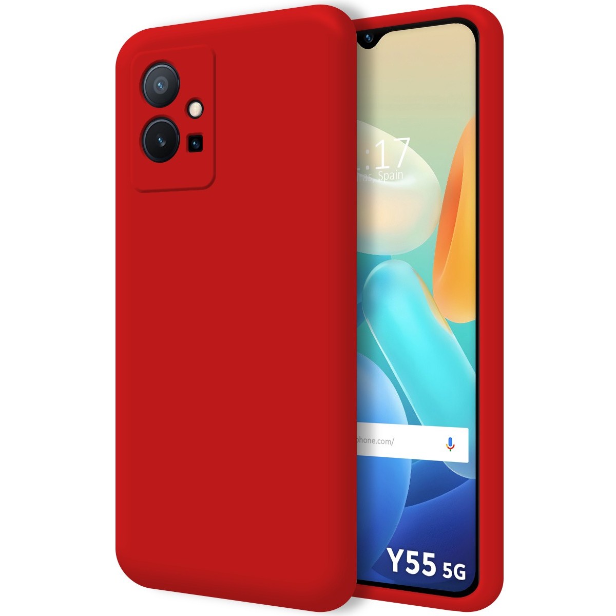 Funda Silicona Líquida Ultra Suave para Vivo Y55 5G color Roja