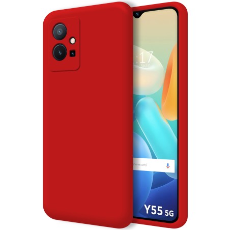 Funda Silicona Líquida Ultra Suave para Vivo Y55 5G color Roja