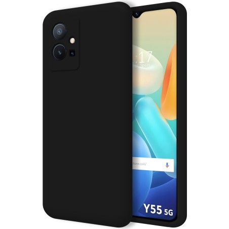 Funda Silicona Líquida Ultra Suave para Vivo Y55 5G color Negra
