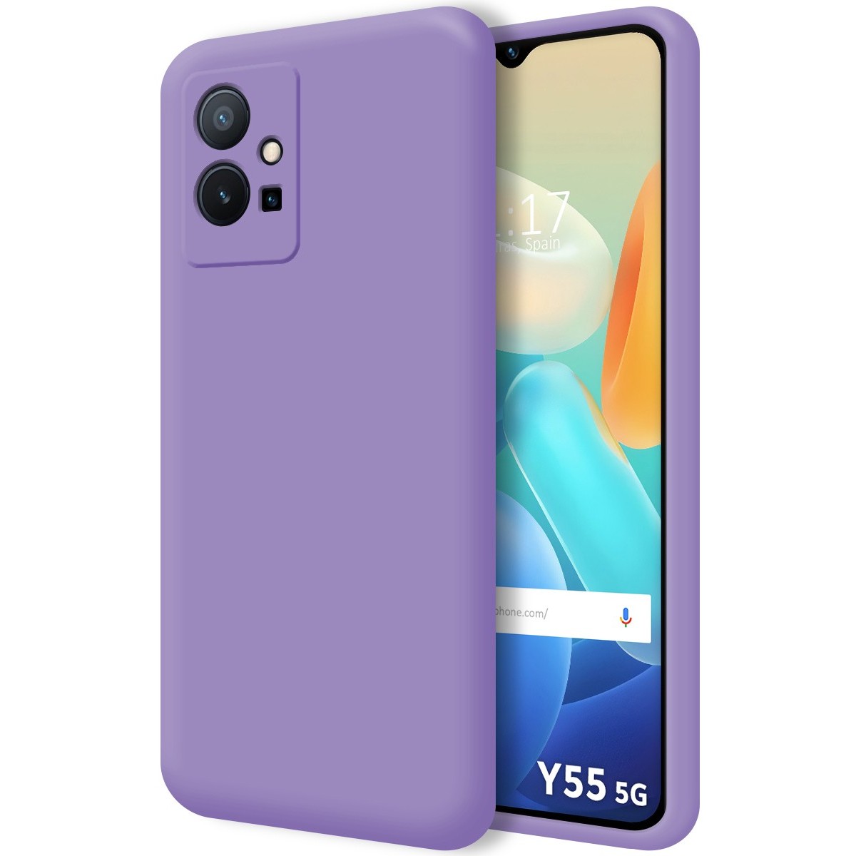 Funda Silicona Líquida Ultra Suave para Vivo Y55 5G color Morada