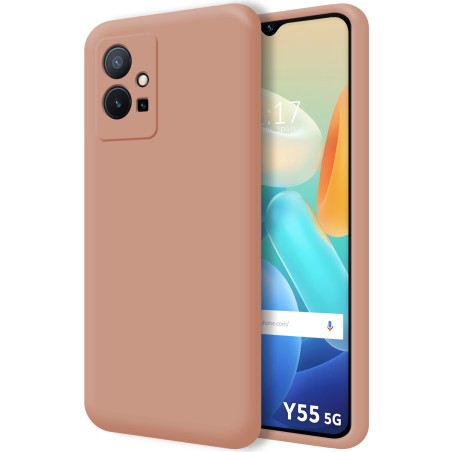 Funda Silicona Líquida Ultra Suave para Vivo Y55 5G color Rosa