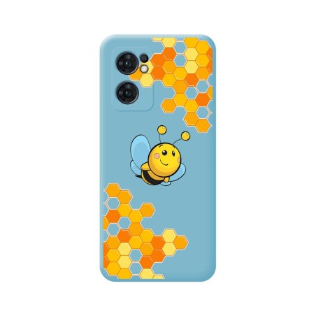 Funda Silicona Líquida Azul para Oppo Find X5 Lite 5G diseño Abeja Dibujos