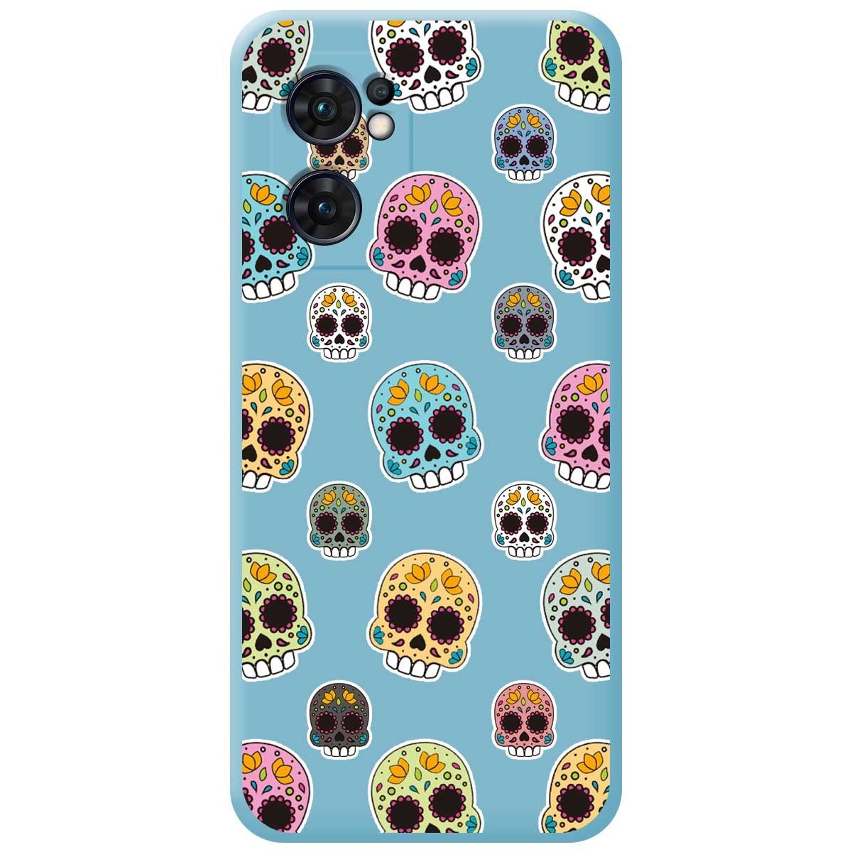 Funda Silicona Líquida Azul para Oppo Find X5 Lite 5G diseño Catrina Dibujos
