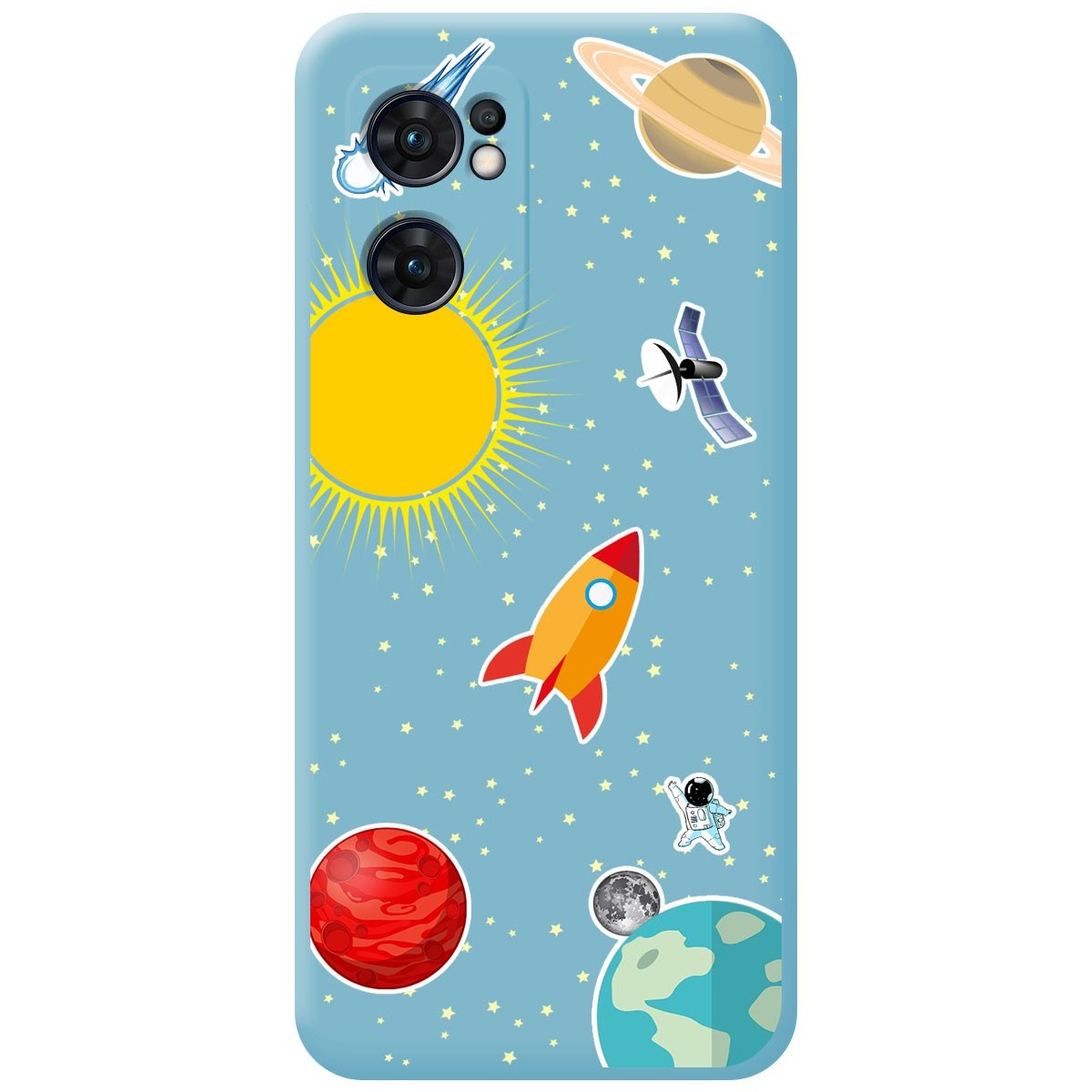 Funda Silicona Líquida Azul para Oppo Find X5 Lite 5G diseño Espacio Dibujos