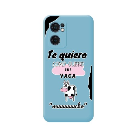 Funda Silicona Líquida Azul para Oppo Find X5 Lite 5G diseño Vaca Dibujos