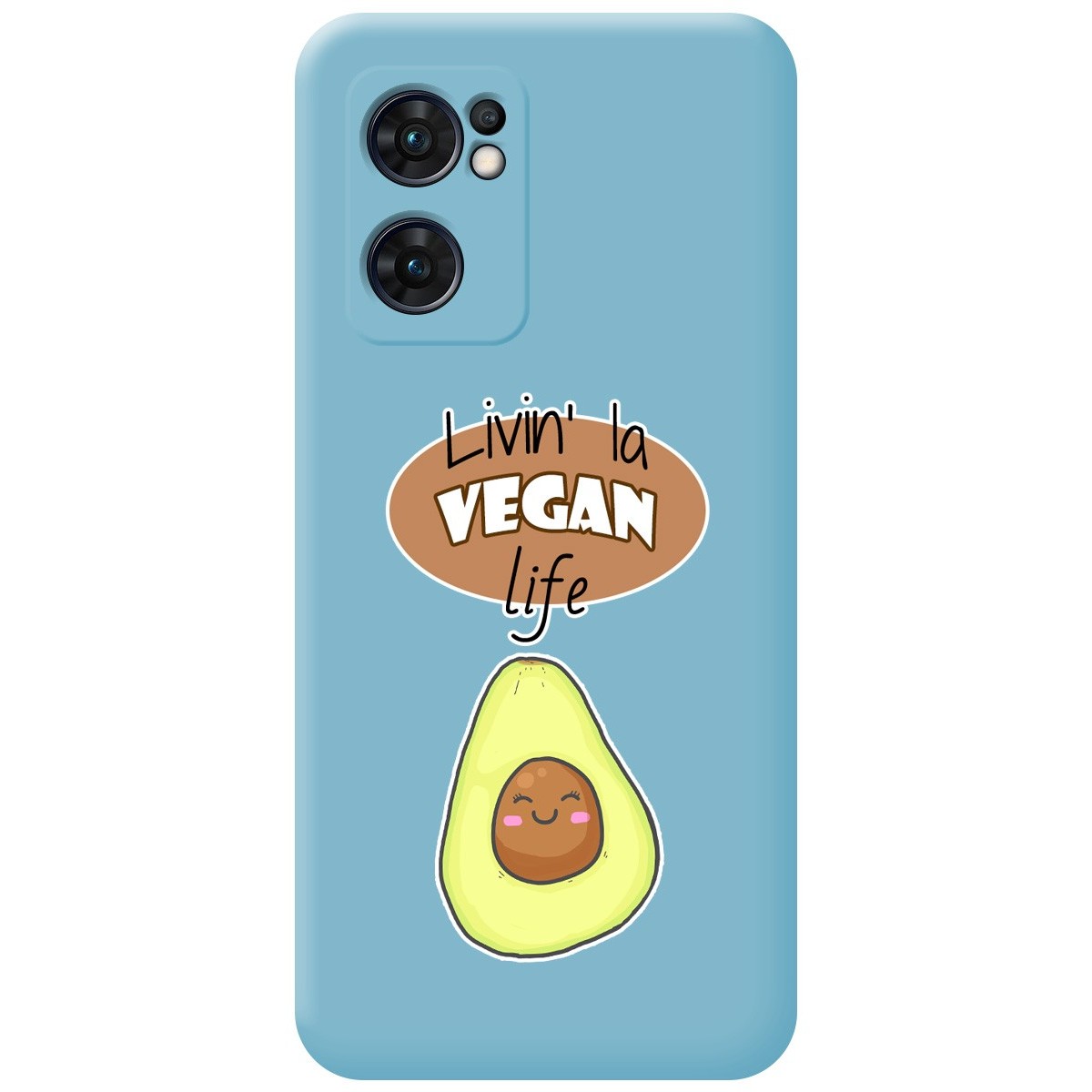 Funda Silicona Líquida Azul para Oppo Find X5 Lite 5G diseño Vegan Life Dibujos