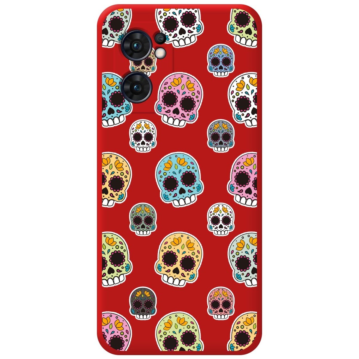 Funda Silicona Líquida Roja para Oppo Find X5 Lite 5G diseño Catrina Dibujos
