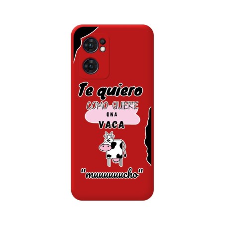 Funda Silicona Líquida Roja para Oppo Find X5 Lite 5G diseño Vaca Dibujos