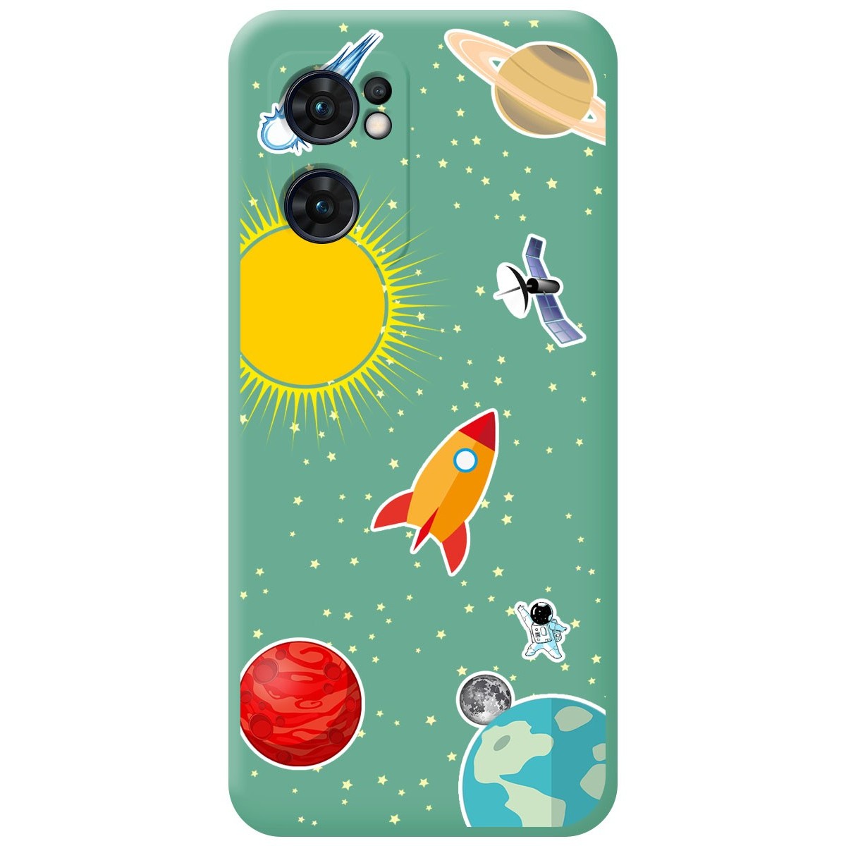 Funda Silicona Líquida Verde para Oppo Find X5 Lite 5G diseño Espacio Dibujos